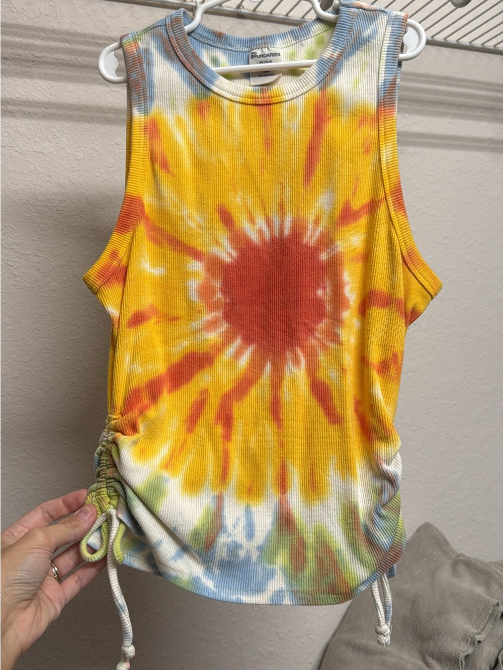 No Boundaries Yellow & Orange Tie-Dye Ribbed Tank